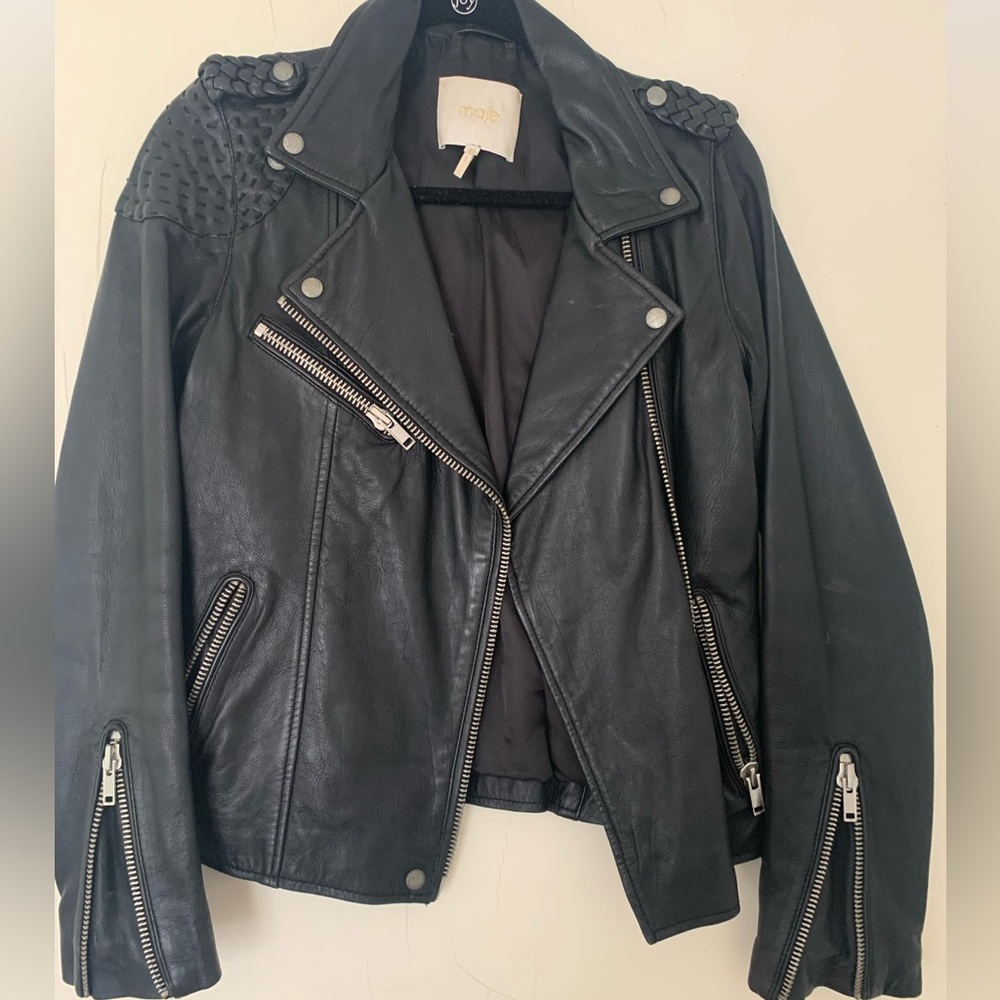 Maje leather jacket size 40 very good condition